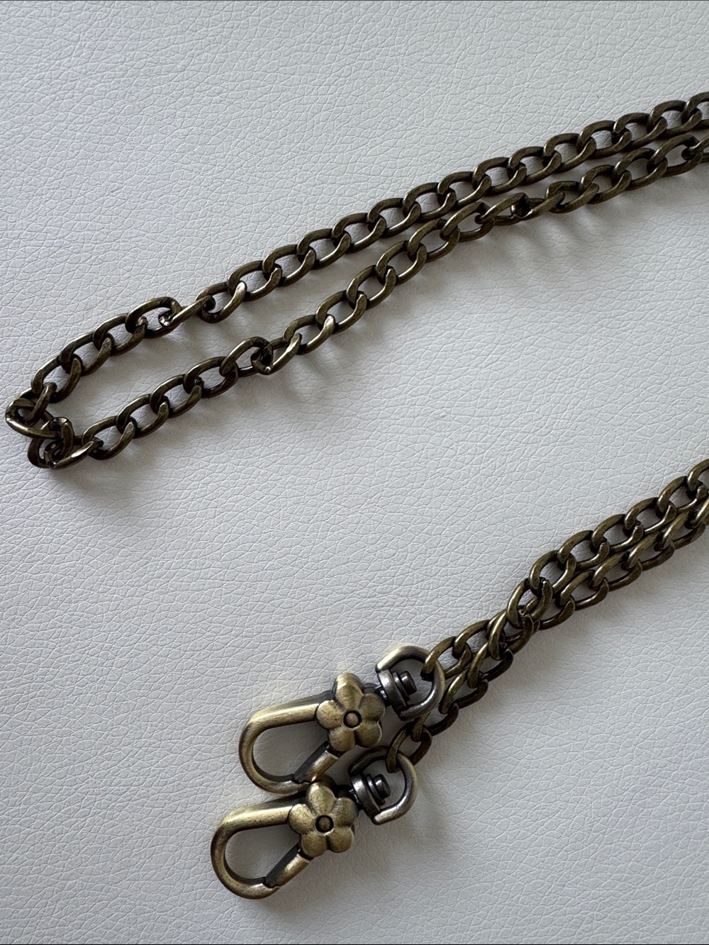Bronze Tone Shoulder Chain Strap with Floral Lobster Clasps for Bags/ Wallets - Picture 2 of 3